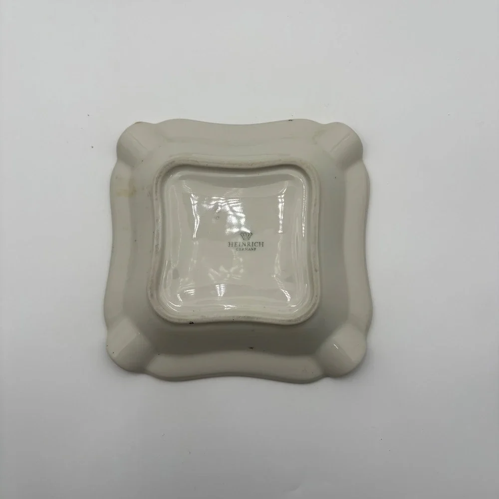 Heinrich Germany Asbach Urallt Ceramic Ashtray Gold Trim‎ Vintage
